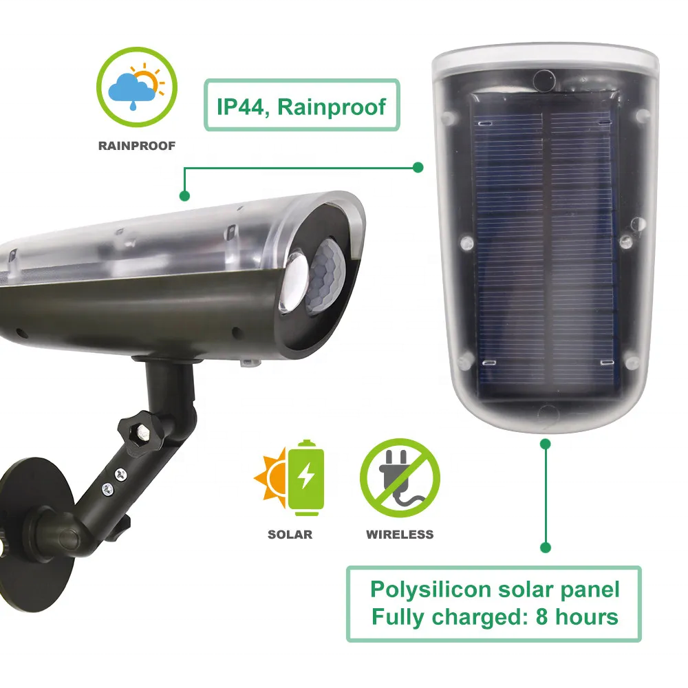 Outdoor Solar Powered Motion Sensor 3W LED Security Wall Spotlight