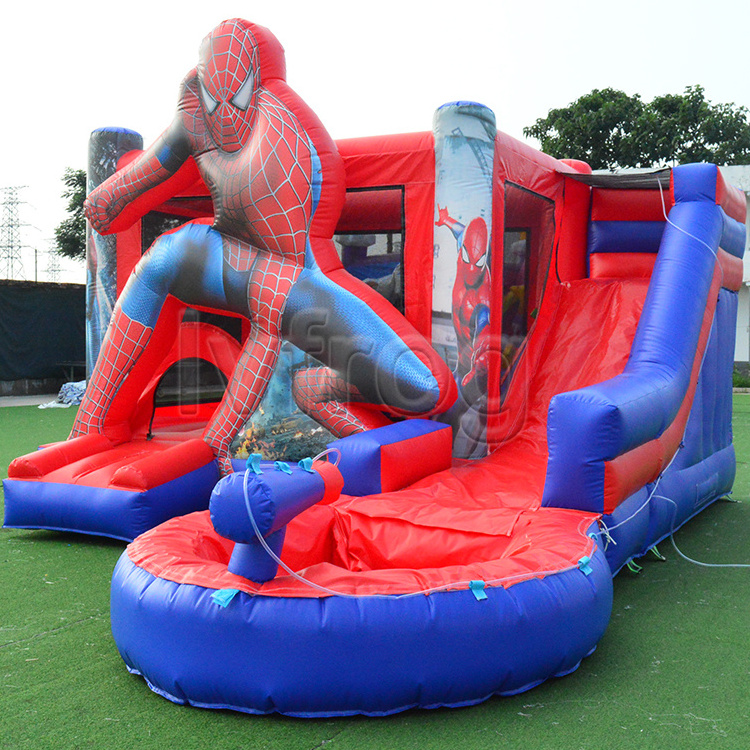 Commercial inflatable bounce house with pool jumping castle bouncy spiderman inflatable bouncer with water slide comb