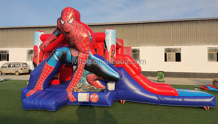 Commercial inflatable bounce house with pool jumping castle bouncy spiderman inflatable bouncer with water slide comb