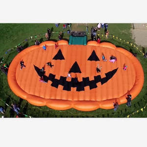 Custom giant halloween jumping trampoline mat outdoor inflatable pumpkin bounce pad for kids and adults