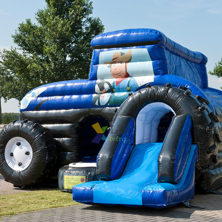 Commercial Popular tractor bouncer giant Inflatable monster truck bounce house inflatable jumping castle with slide for sale