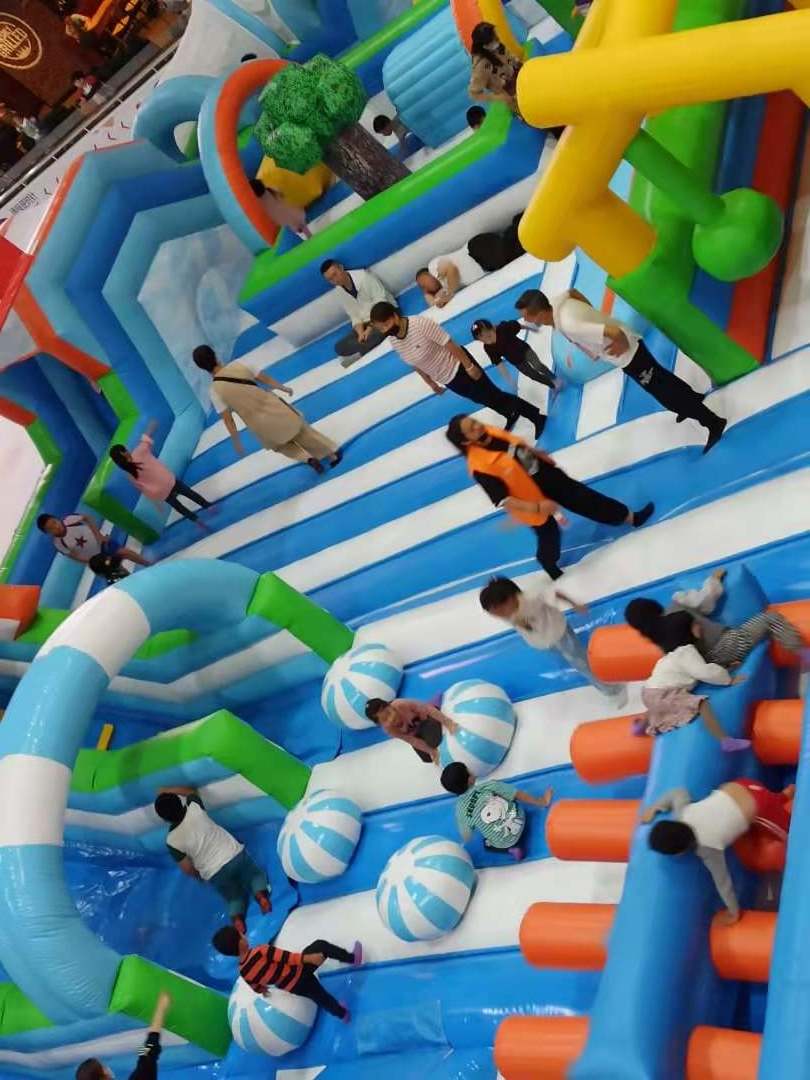 Large fun city Indoor Playground Inflatable Castle With Different Obstacle Games amusement park for mall