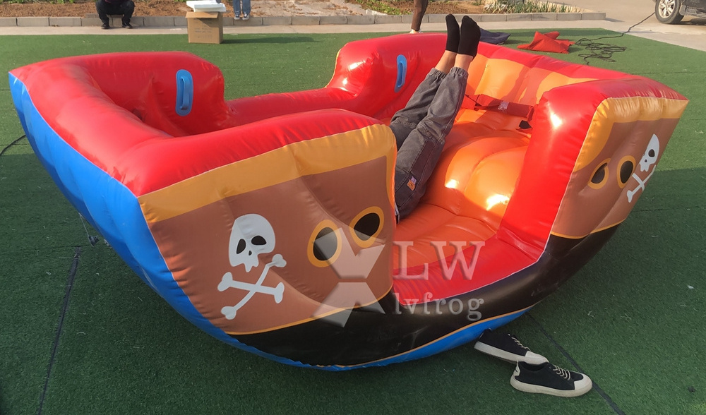 Korea popular airtight inflatable pirate ship viking seesaw boat for kids