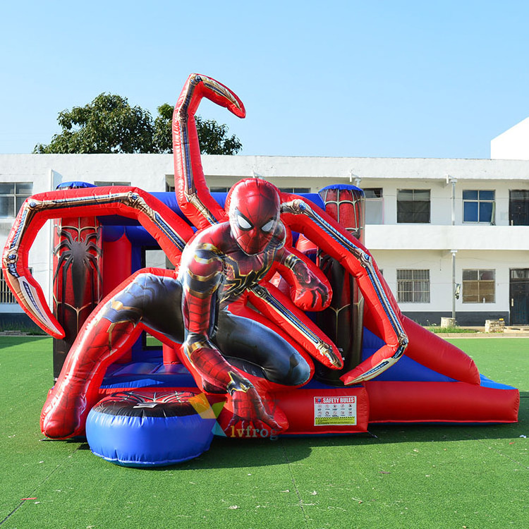 Commercial inflatable bounce house with pool jumping castle bouncy spiderman inflatable bouncer with water slide comb