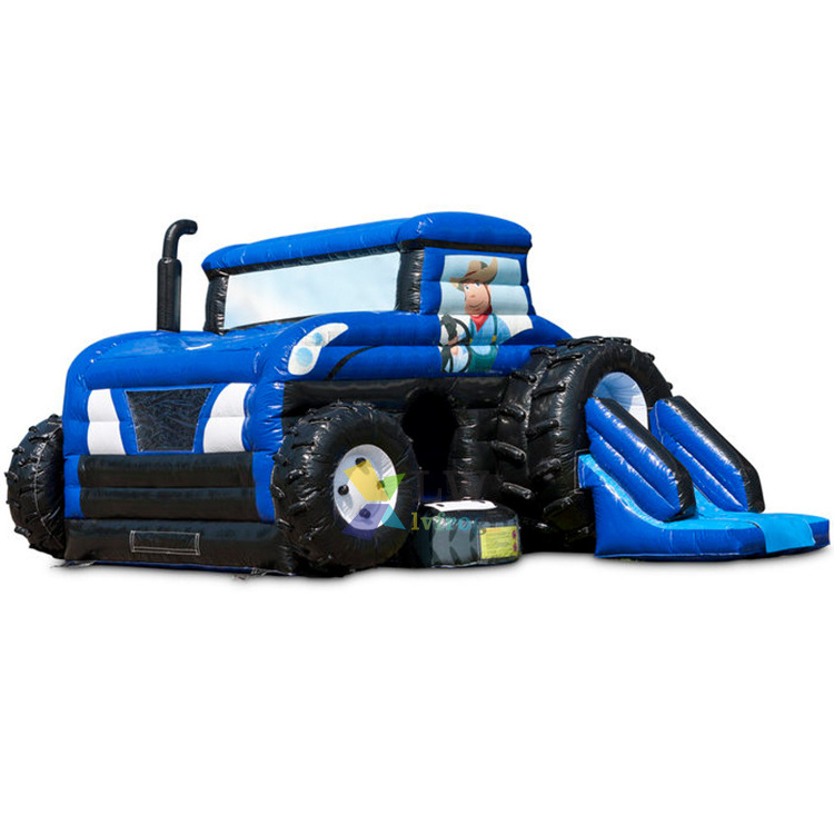 Commercial Popular tractor bouncer giant Inflatable monster truck bounce house inflatable jumping castle with slide for sale