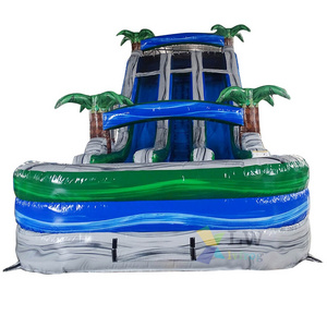 Outdoor commercial giant waterslides with pool double lane water slides marble green and grey inflatable water slide for sale