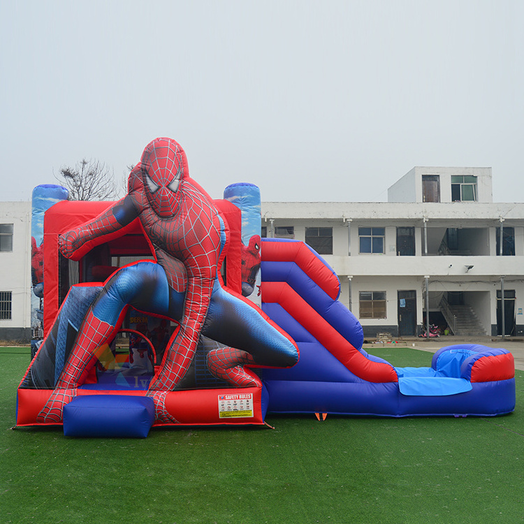 Commercial inflatable bounce house with pool jumping castle bouncy spiderman inflatable bouncer with water slide comb