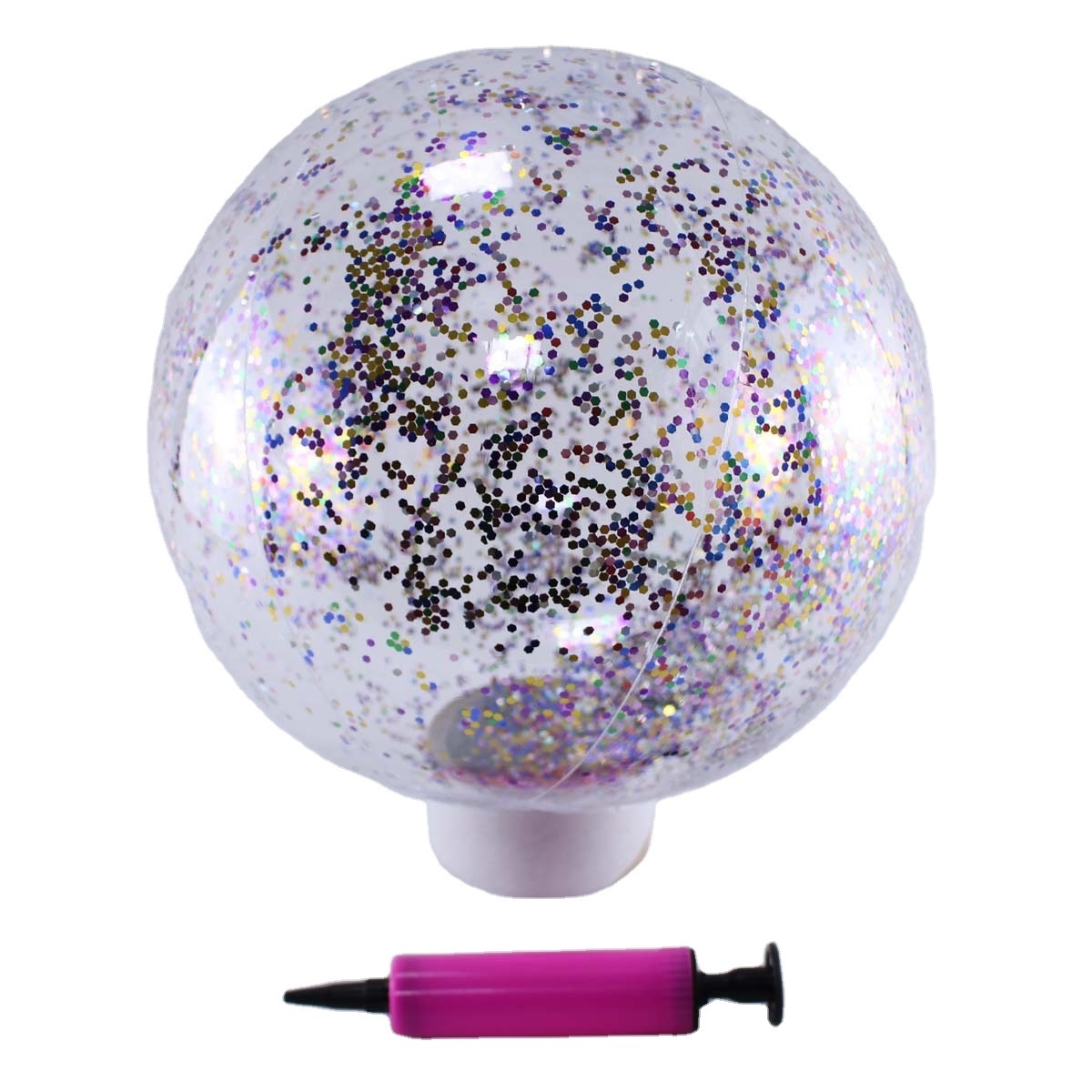 Hot Sale Promotional 16inch Transparent PVC Inflatable Sequin  Beach Ball Water Ball With Sequins Inside