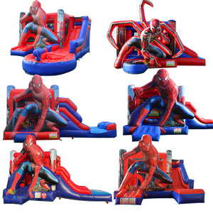 Commercial inflatable bounce house with pool jumping castle bouncy spiderman inflatable bouncer with water slide comb