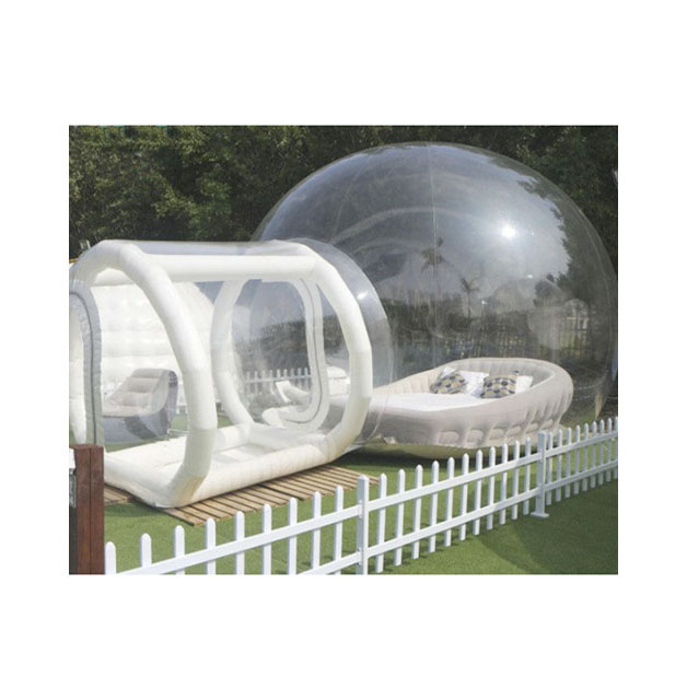 Outdoor Rental Camping Clear Transparent Inflatable Crystal Bubble Tent / Inflatable Bubble Dome Tent With Tunnel