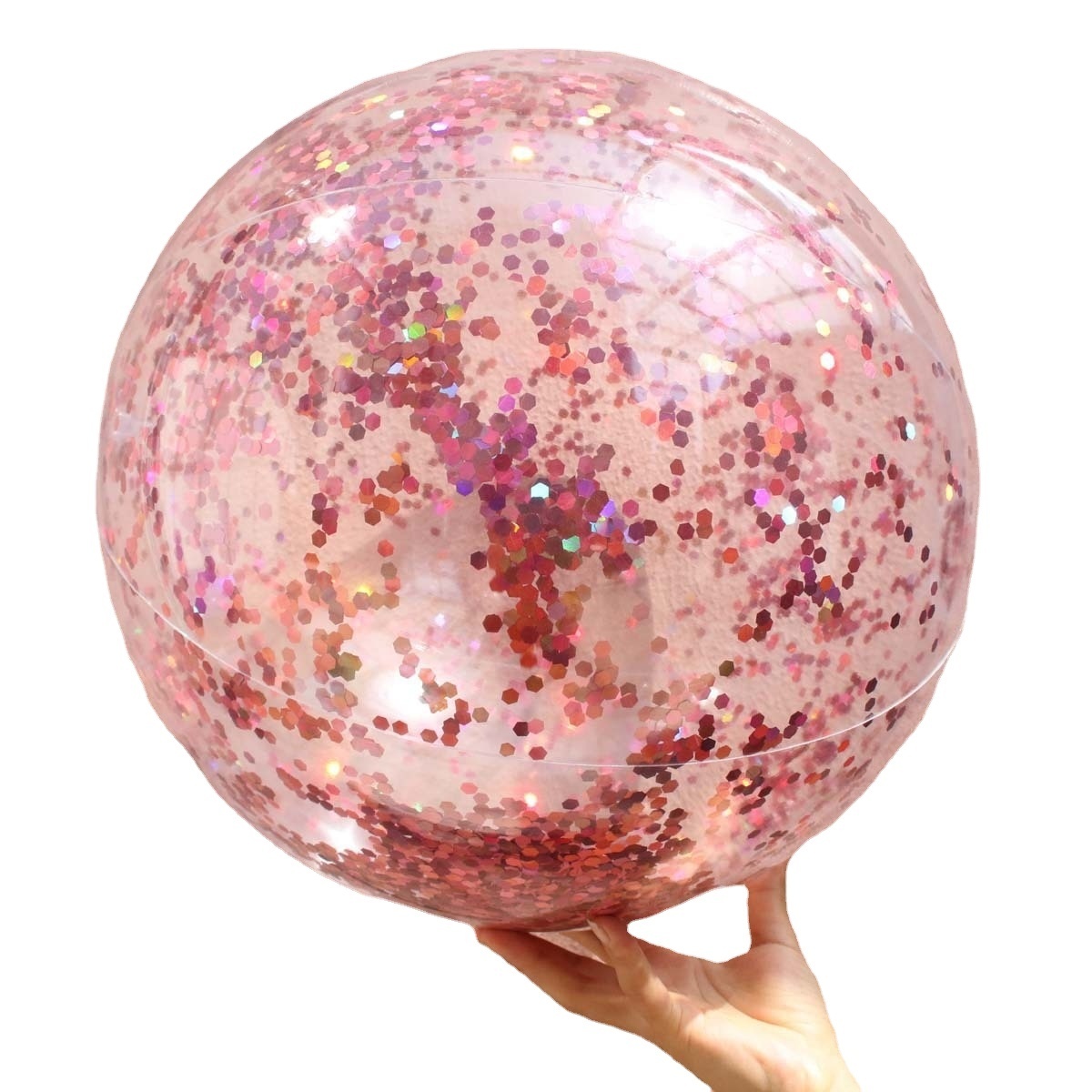 Hot Sale Promotional 16inch Transparent PVC Inflatable Sequin  Beach Ball Water Ball With Sequins Inside