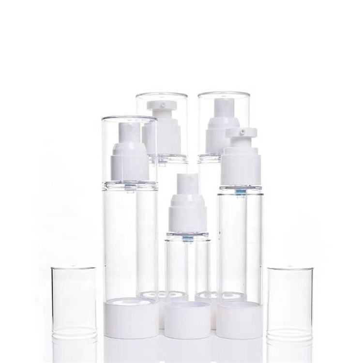 Best-Selling Plastic Airless Bottle 15ml 30ml 50ml Cosmetic Press Dispensing Travel Size Lotion Pump Bottle