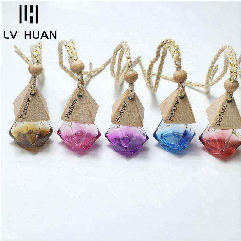 8ml Car Pendant Car Perfume Bottle Aromatherapy Pyramid Lid Rhombus Polygonal  Color Bottle