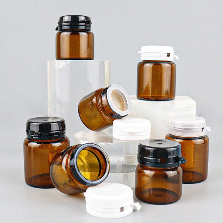 5ml 10ml 15ml Round Glass Essential Oil Cream Bottle Reagent Ampoule Vials Jars Powder Bottle With Easy To Pull Cap