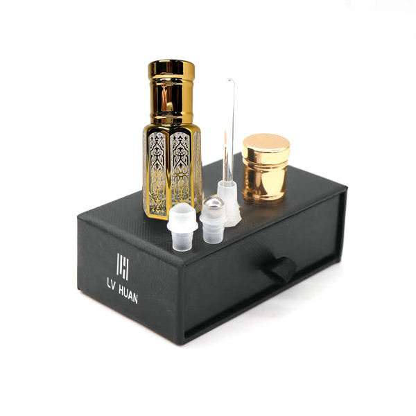 Custom Luxury Empty Essential Oil Tola Attar Bottles Boxes Set Magnetic Packaging Coffret Parfum Arabic Attar Bottles With Box