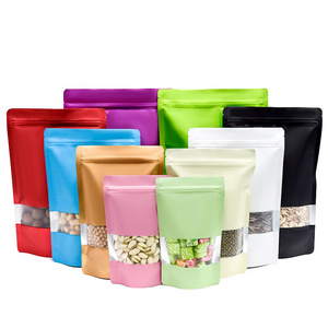 Color Doypack Mylar Storage Bags Food Grade Stand Up Zip Lock Packaging Pouch Aluminum Foil Stand Up Nut Food Bags With Zipper