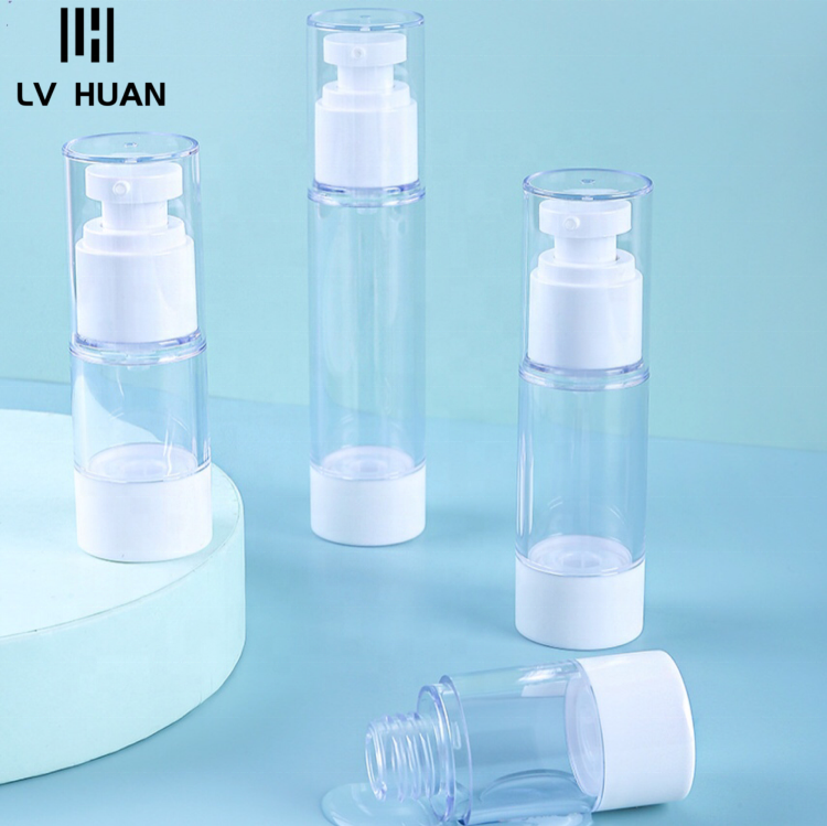 Best-Selling Plastic Airless Bottle 15ml 30ml 50ml Cosmetic Press Dispensing Travel Size Lotion Pump Bottle