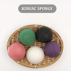 Kids Facial Cleansing Comfortable Baby Body Sponge Face Wash Degradable Hemisphere Shape Bamboo Charcoal Konjac Sponge