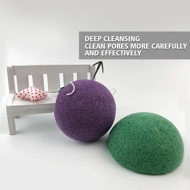 Kids Facial Cleansing Comfortable Baby Body Sponge Face Wash Degradable Hemisphere Shape Bamboo Charcoal Konjac Sponge