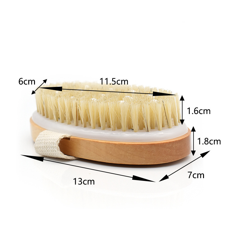 Soft Natural Bristles Wood Bamboo Exfoliating Scrub Brush Bath Shower Brush Exfoliating Dry Skin Body Brush