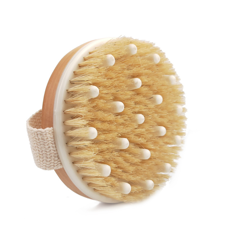 Massage Dry Body bath Brush Round Wood Massage Skin Body Wooden Dry Shower Cleaning Brush Body Scrub Bath Brush