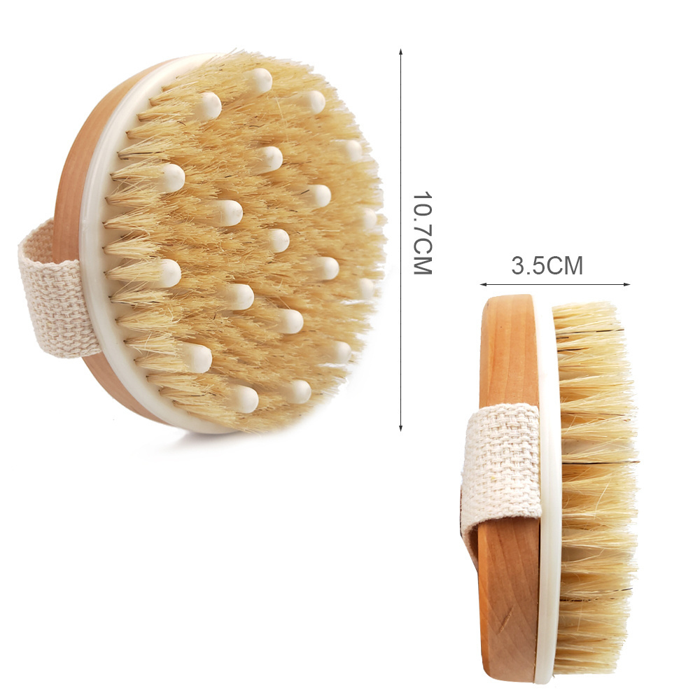 Massage Dry Body bath Brush Round Wood Massage Skin Body Wooden Dry Shower Cleaning Brush Body Scrub Bath Brush