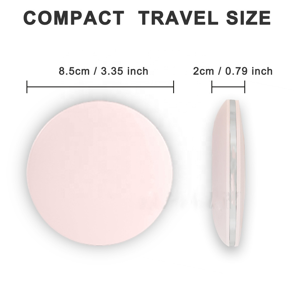 3 Ajustable Lights Folding Cosmetic Portable Small Rechargeable Hand Held Makeup Mirror Travel Hand Compact Pocket LED Mirror