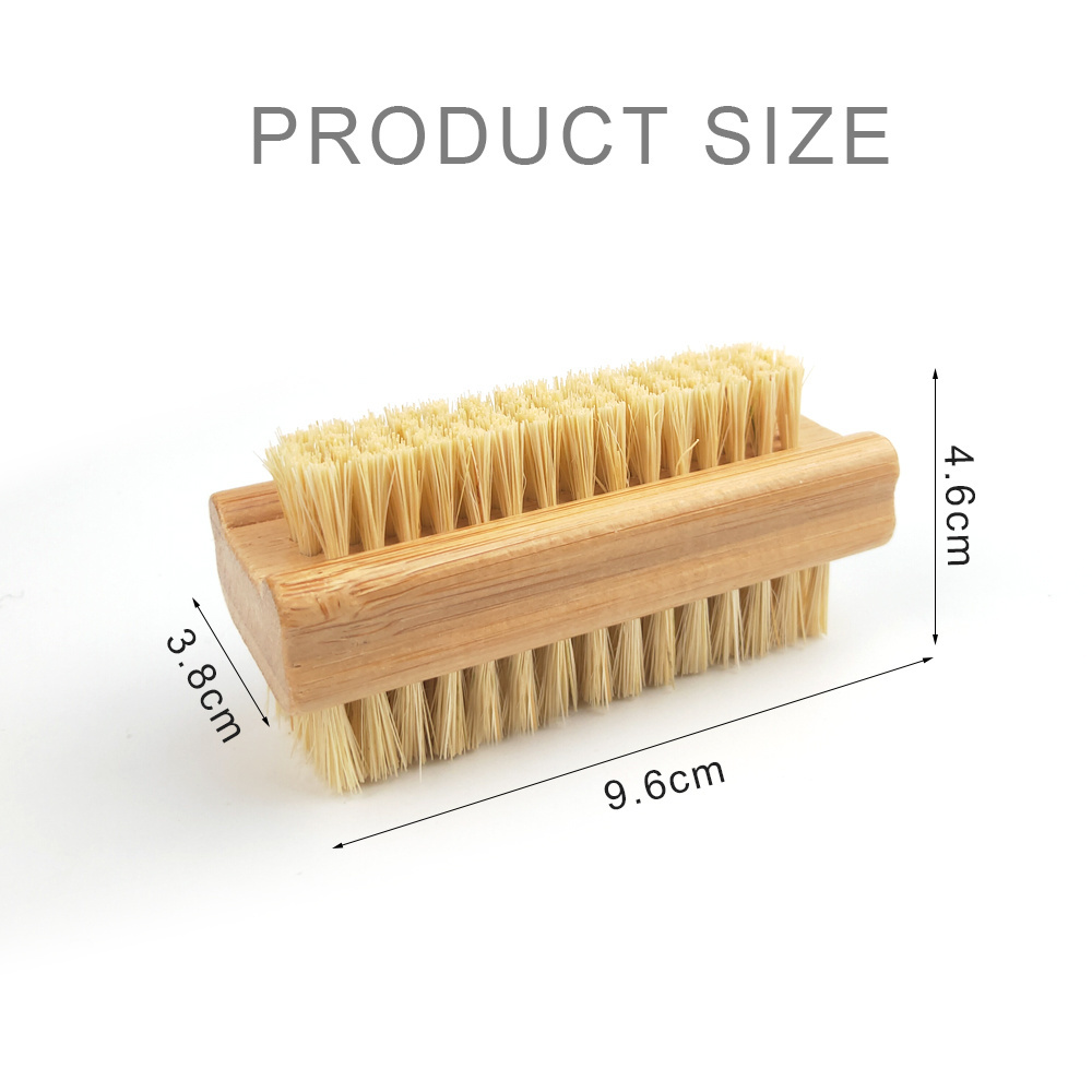 Bamboo Wooden Nail Brush Two-side Firm Nature Wooden Pig Bristles Scrub Brush For Toes And Nails Cleaning Nail Brush