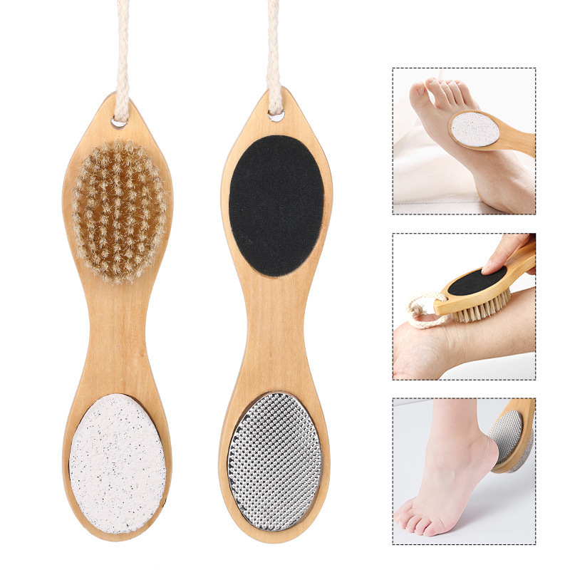 wholesa 4 in 1 wood hand and stone foot massage washer pumice care Dead Skin Remover brush foot Scrubber scrubber