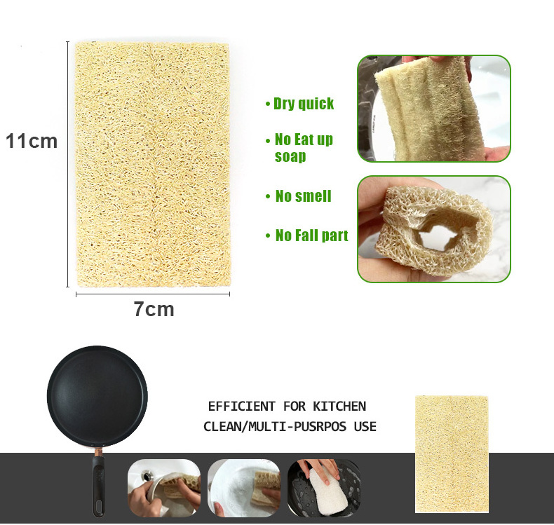 Organic Loofah 100% Rectangle Cleaning Tablet Lufa Disposable Biodegradable Loofah Sponge Natural Eco Friendly Loofah