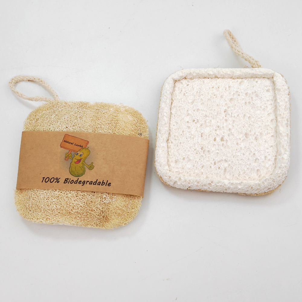 Kitchen Cellulose Dish Cleaning Sponge Biodegradable Square Shaped Loofah Wood Pulp Sponge for Washing Dishes