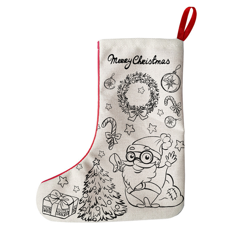 ODM Hot Sale Educational Washable Doodle Christmas Socks Stuffed Animal Kids Painting Drawing DIY Stocking