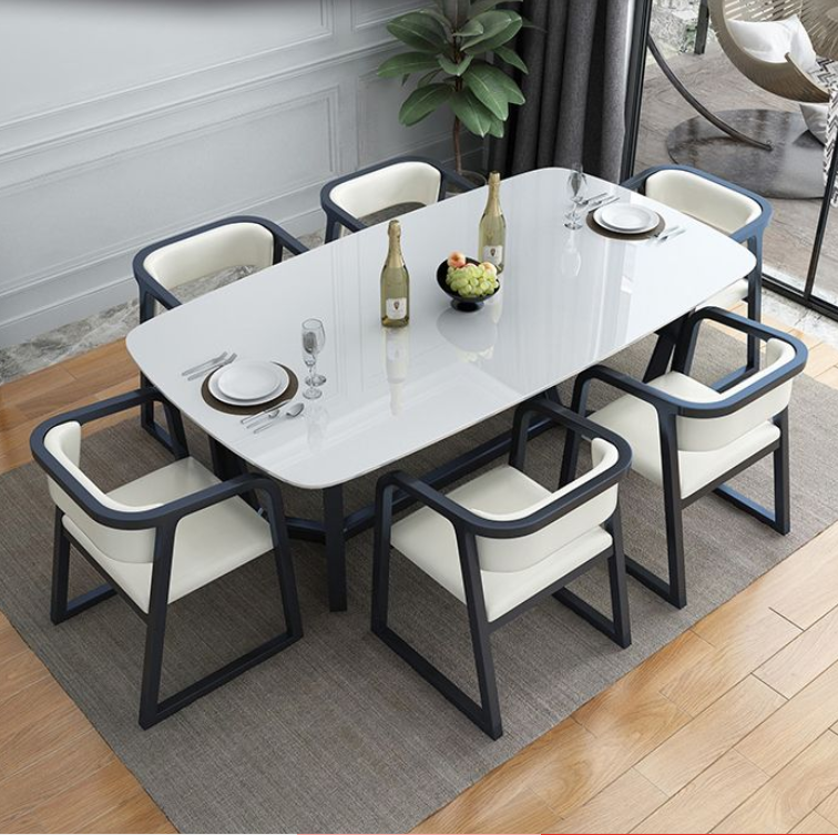 Mascot Modern wooden large round table modern luxury 6-seater dining set restaurant furniture