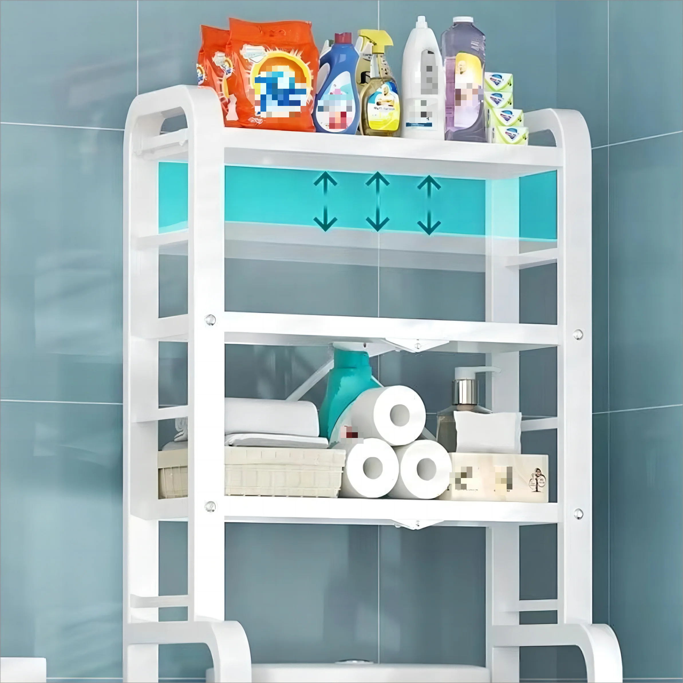 Mascot Metal Laundry Storage Organizer Rack Home Furniture 3 Tier Over Toilet Wire Shelf For Bathroom Corner Stand