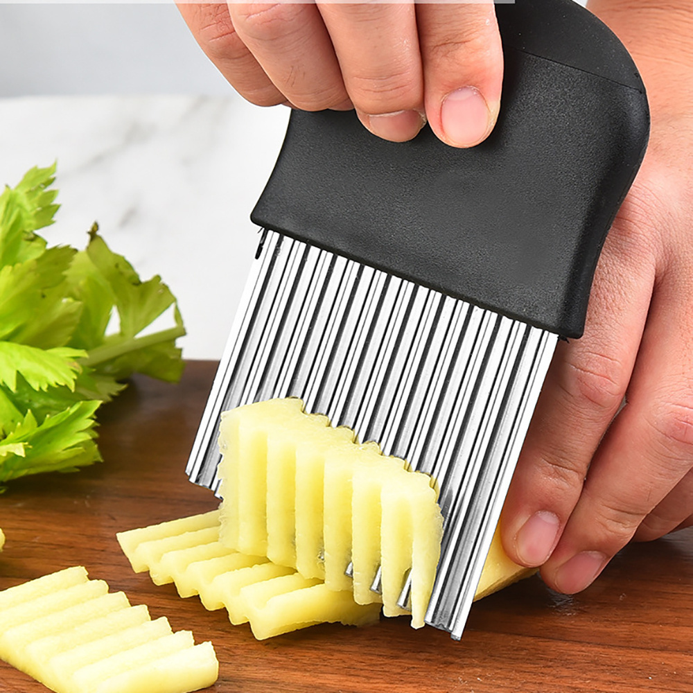 Mascot Stainless Steel Potato Crinkle Cutters French Fry Salad Vegetable Slicer Chopping Wave For Kitchen Strips Corrugated Cutt