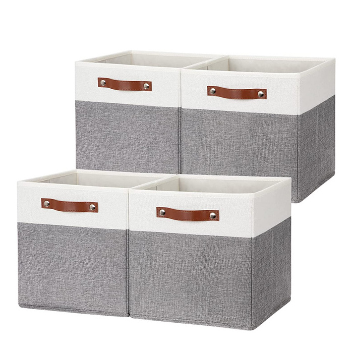 Mascot wholesale 4 Pack Closet Basket Cube Box Foldable Fabric Storage Bins Clothes Organizer With Handle