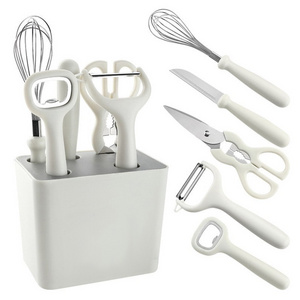 Mascot Unique   Best Selling Hanging Portable 6pcs Food Peeling Tool Set With Storage Seat Practical Kitchen Gadget Accessories