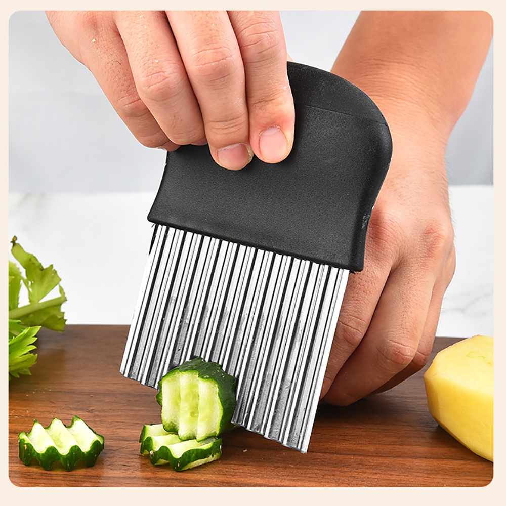 Mascot Stainless Steel Potato Crinkle Cutters French Fry Salad Vegetable Slicer Chopping Wave For Kitchen Strips Corrugated Cutt