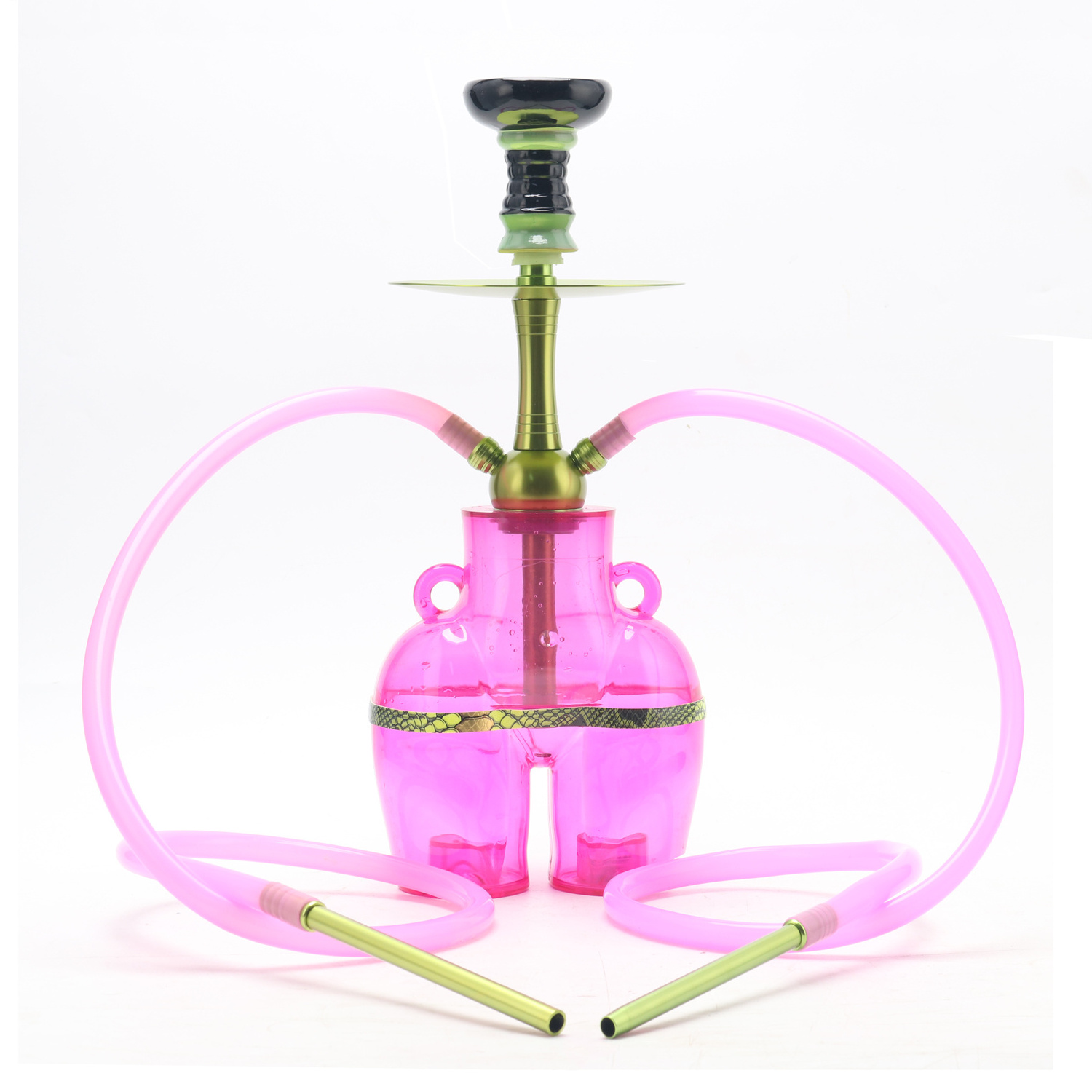 Mascot New acrylic hookah ass hooka 2 hose hubbly bubbly lounge furniture LED chicha wholesale set