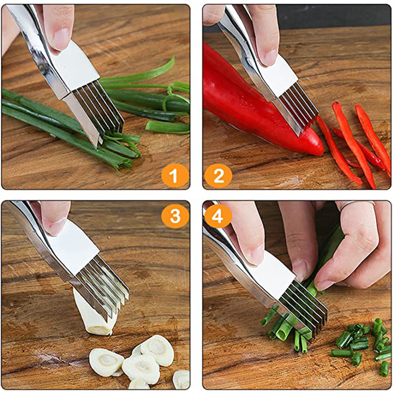 Mascot Scallion Cutter With 6 Blades Chopped Green Onion Knife Vegetable Shred Kitchen Useful Accessories Cooking Supplies