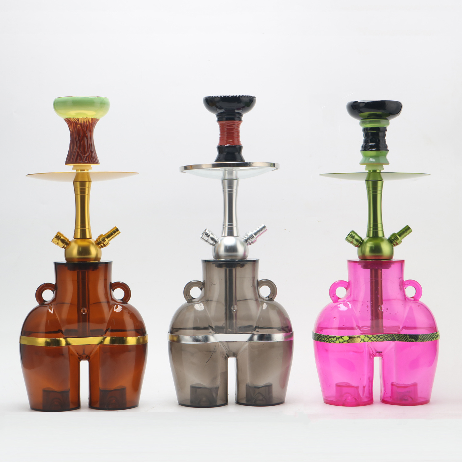 Mascot New acrylic hookah ass hooka 2 hose hubbly bubbly lounge furniture LED chicha wholesale set