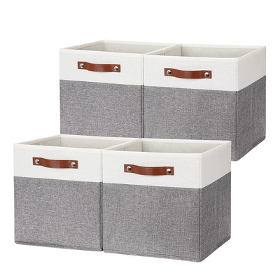 Mascot wholesale 4 Pack Closet Basket Cube Box Foldable Fabric Storage Bins Clothes Organizer With Handle