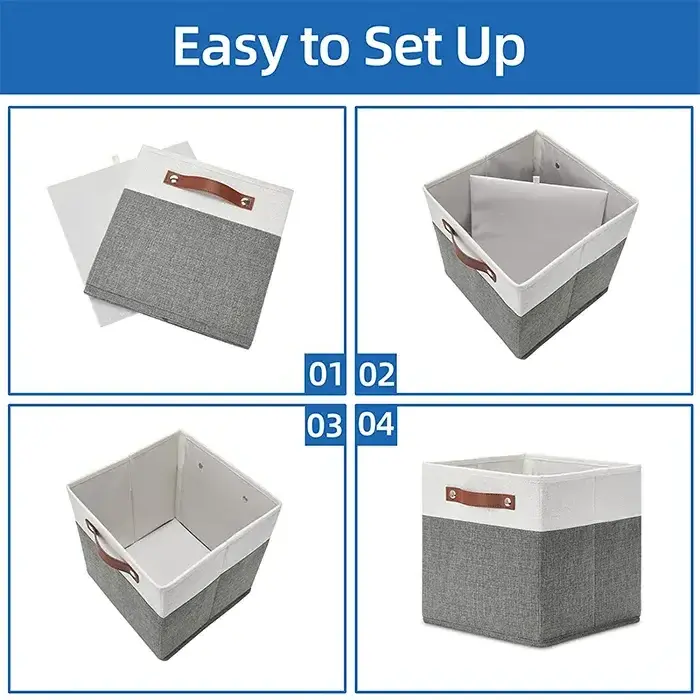 Mascot wholesale 4 Pack Closet Basket Cube Box Foldable Fabric Storage Bins Clothes Organizer With Handle