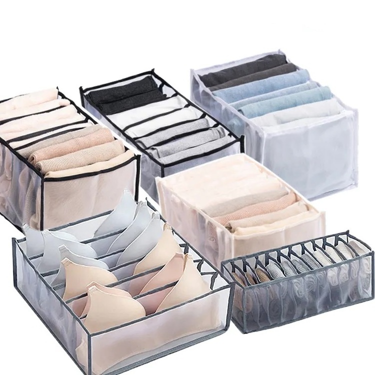 Mascot Factory Free Samples Nylon Clothes Drawer Storage Bag Divider Closet Organizer Foldable Mesh Underwear Bra Socks Box