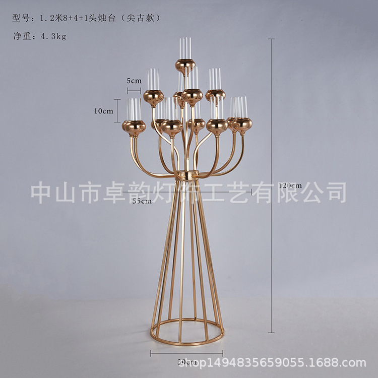 Mascot 8+4+1 Accecories for party events decoration gold 13 arms candlestick holder wedding centerpieces candelabras