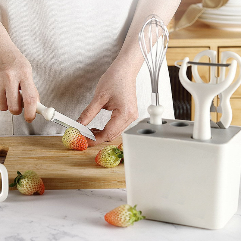 Mascot New Arrivals Multi Purpose 6pcs Vegetable Cutter Chopper Vanilla Peeler Kitchen Gadget Set With Slicer Holder Home Use To