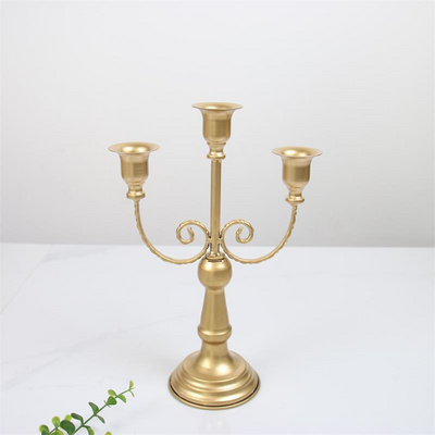 Mascot Gold 3 Arms 5 Candelabra, 19 Inch Metal Tall Candle Holder for 1 Diameter Pillar Candles Candlestick