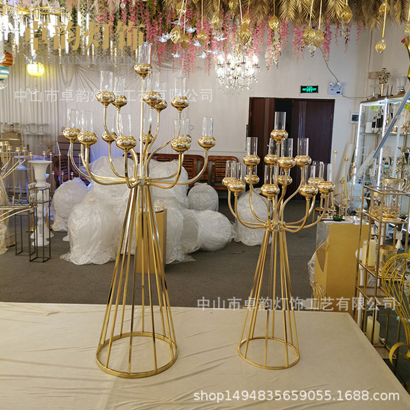 Mascot 8+4+1 Accecories for party events decoration gold 13 arms candlestick holder wedding centerpieces candelabras