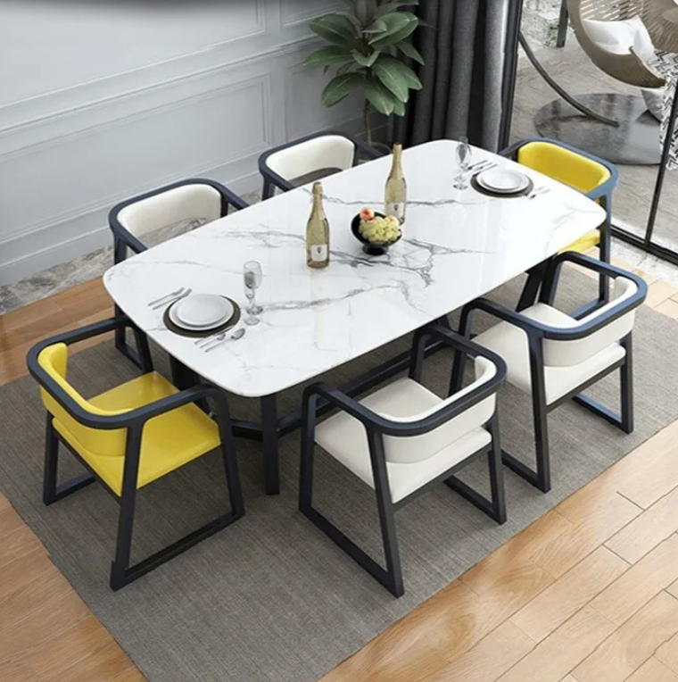 Mascot Modern wooden large round table modern luxury 6-seater dining set restaurant furniture