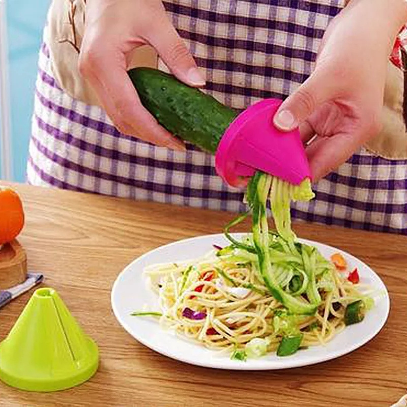 Mascot Multifunction Mini Easy Use Plastic Vegetable Rotate Chopper Spiralizer Hand Roller Practical Fruit Tool Gadget